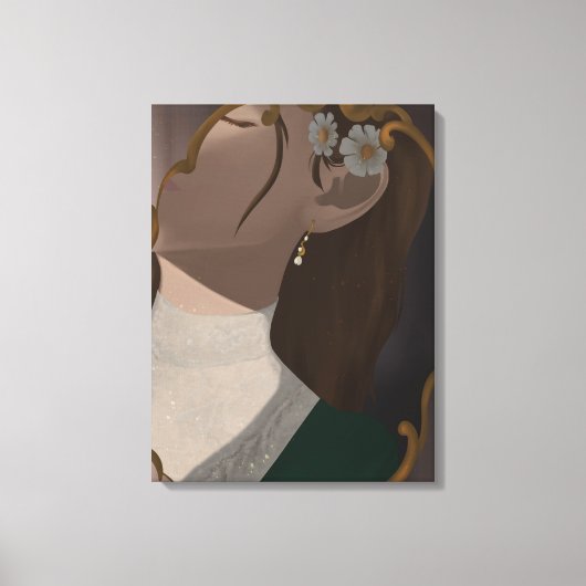 The Mirror III - A Girl Half Hidden Canvas Afdruk (Voorkant)