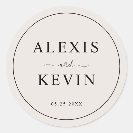 The Modern Neutral Wedding Ronde Sticker (Voorkant)