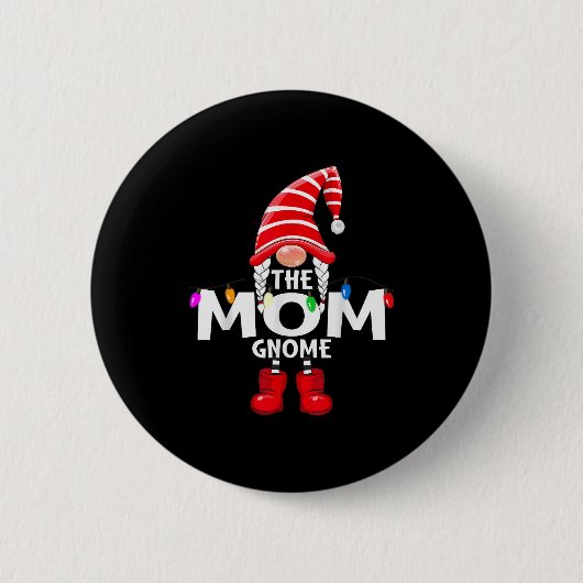 The Mom Gnome Christmas Matching Pajama Ronde Button 5,7 Cm (Voorkant)