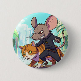 The moment the mouse beats the cat ronde button 5,7 cm