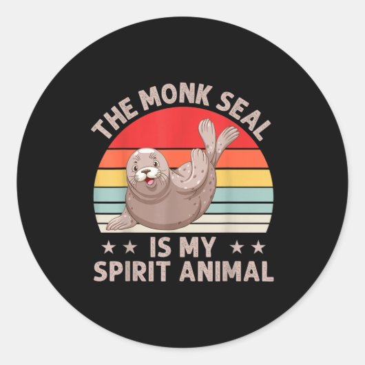 The Monk Seal Is My Srit Animal Caribbean Monk Sea Ronde Sticker (Voorkant)