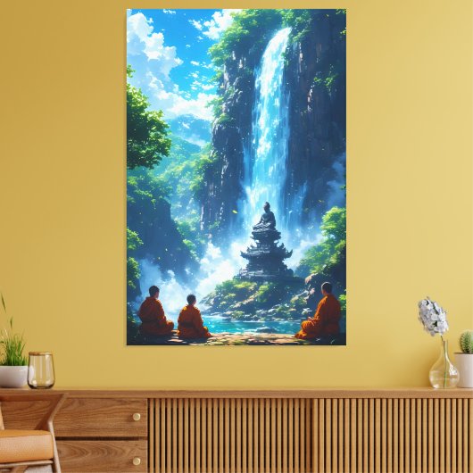 The Monks' Tranquil Ascent Canvas Afdruk (Insitu (Woonkamer))