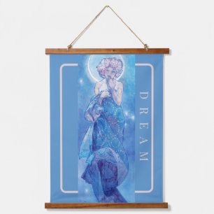 'The Moon' van Mucha, Dream Blue Wall Tapestry Hangend Wandkleed