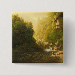 The Mountain Torrent, c.1820-30 (olie op canvas) Vierkante Button 5,1 Cm