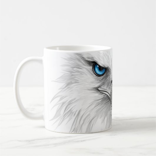 The mug is beautiful with the image of a bird's  koffiemok (Links)
