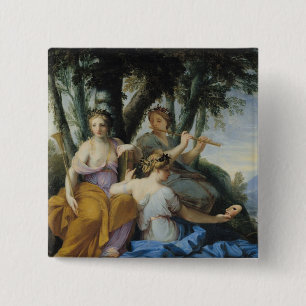 The Muses, Clio, Europe en Thalia, c.1652-55 Vierkante Button 5,1 Cm