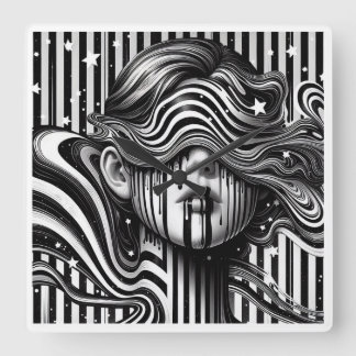 The mystery girl clock vierkante klok