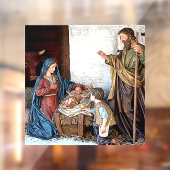 THE NATIVITY: MARY, JOSEPH, JESUS AND SHEPHERD BOY RAAMSTICKER (Vel 2)