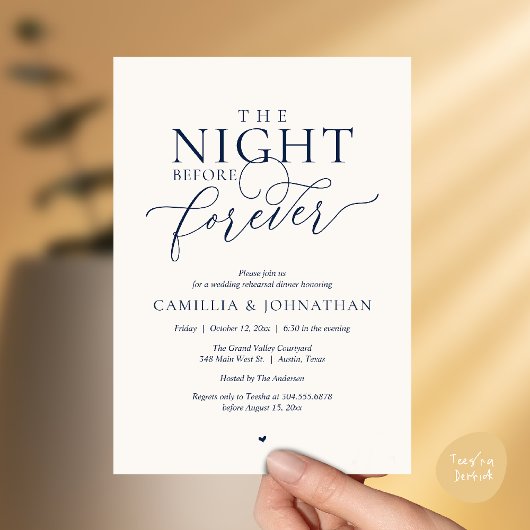 “The Night Before Forever” Navy Ivory Rehearsal Kaart