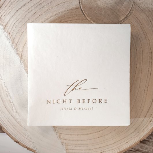 The Night Before Modern Rehearsal Dinner Wedding Folie Servetten