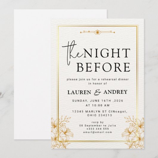 The Night Before Wedding Invitation (Devant / Derrière)