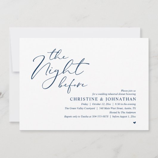 The Night Before Wedding Rehearsal Romantic Dinner Kaart (Voorkant)