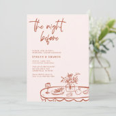 The Night Before Whimsical Doodle Rehearsal Dinner Kaart (Staand voorkant)