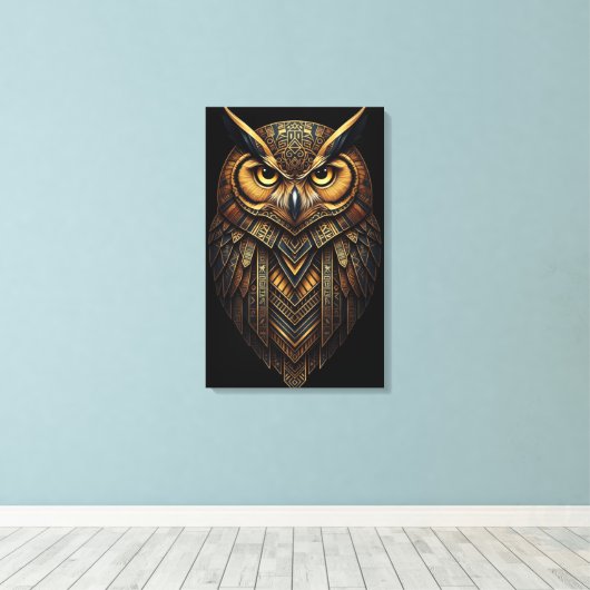 The Night Guardian – Abstract Owl with African Canvas Afdruk (Insitu (Houten vloer))