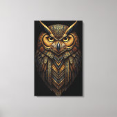 The Night Guardian – Abstract Owl with African Canvas Afdruk (Voorkant)