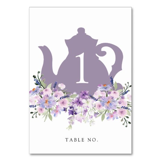 Thé nuptiale Douche violet Teapot Numéro de table (Par défaut)