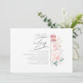 Thé nuptiale Fleurs roses Invitation de douche nup (Debout devant)