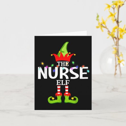 The Nurse Elf Christmas Matching Pajamas Kaart (Gele Bloem)