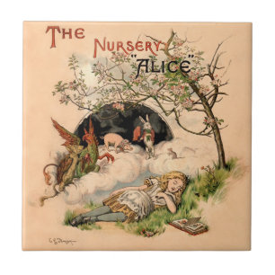 The Nursery Alice 1890 Antieke Wonderland Omslag Tegeltje