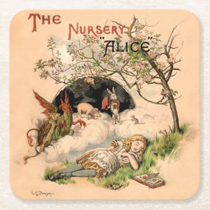 The Nursery Alice 1890 Antieke Wonderland Omslag Vierkante Kartonnen Onderzetter