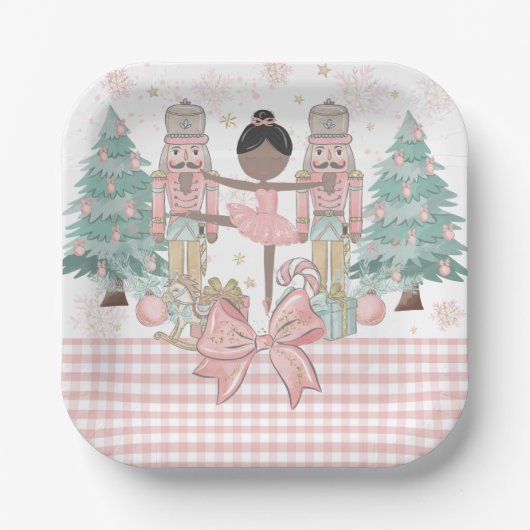 The Nutcracker Ballet Pastel Blush Pink Christmas Papieren Bordje (Voorkant)