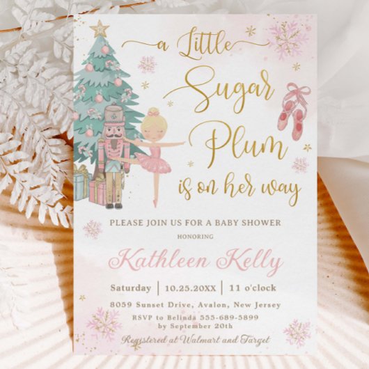 The Nutcracker Winter Wonderland Girl Baby Shower Kaart