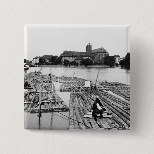 The Oder at Breslau Poland, c.1910 Vierkante Button 5,1 Cm (Voorkant)