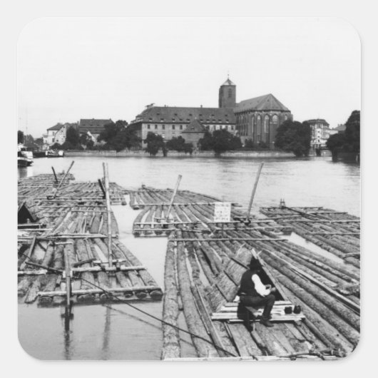 The Oder at Breslau Poland, c.1910 Vierkante Sticker (Voorkant)