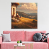 The Old Lady and Her Dog Canvas Afdruk (Insitu (Woonkamer))