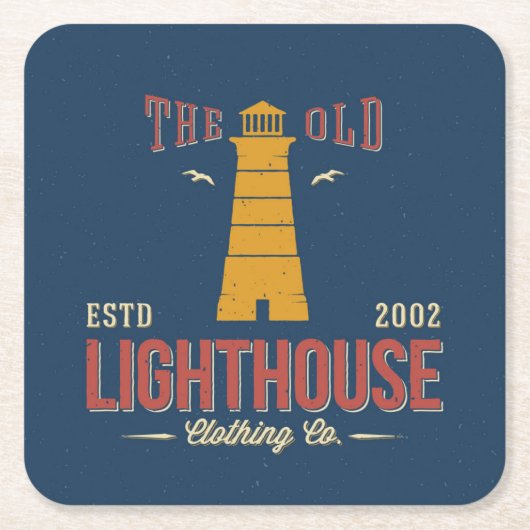 The Old Lighthouse Clothing Co. Vierkante Kartonnen Onderzetter (Voorkant)