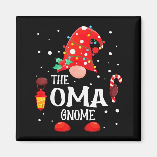 The Oma Gnome Matching Family Christmas Gnome Paja Magneet (Voorkant)