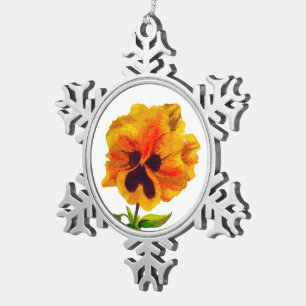 'The Pansy Party' op een tinnen kerstboomornament Tin Sneeuwvlok Ornament
