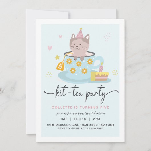 Thé Party Chat | Invitation Kit-Tea Party (Devant)