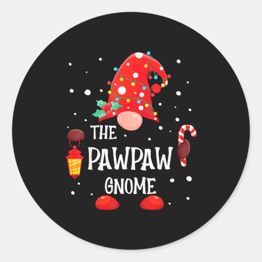 The Pawpaw Gnome Matching Family Christmas Gnome P Ronde Sticker (Voorkant)