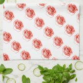 thé pêche serviette de cuisine rose (Plié)