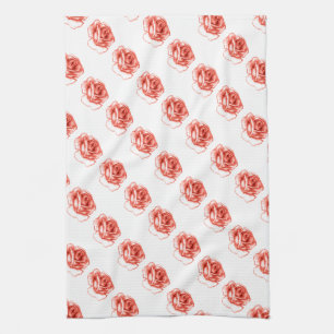 thé pêche serviette de cuisine rose