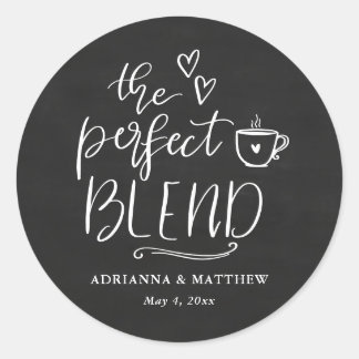 The Perfect Blend Coffee Lover Chalkboard Wedding Ronde Sticker
