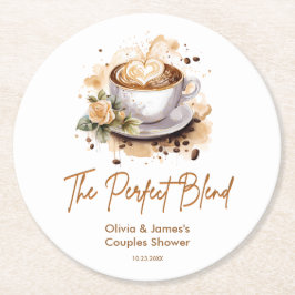 The Perfect Blend Coffee Wedding Couples Shower Ronde Kartonnen Onderzetter