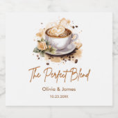 The Perfect Blend Coffee Wedding Couples Shower Sparkling Wijnetiket (Enkel label)