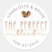 The Perfect Blend Coffee Wedding Shower Ronde Sticker (Voorkant)