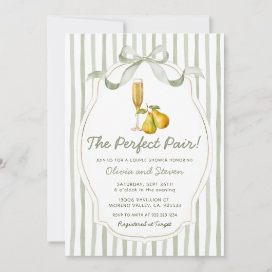 The Perfect Pair Couples Shower Pear Invitation (Devant)