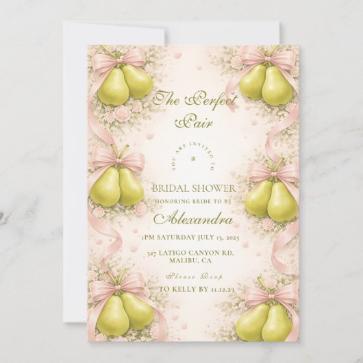 The Perfect Pair Pear Bridal Shower Kaart (Voorkant)
