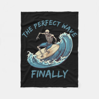 The Perfect Wave Finally Funny Skeleton Surfer Sur Fleece Deken