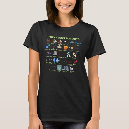 The Physics Alphabet, cool science and Physics T-shirt (Voorkant)