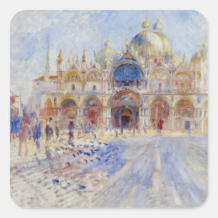 The Piazza San Marco, Venice, 1881 (olie op doek) Vierkante Sticker