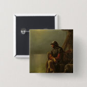 The Pilot Keeps Watch, 1851 Vierkante Button 5,1 Cm (Voorkant /achterkant)