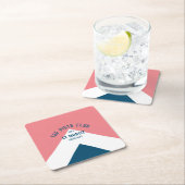 The Piste Club Roze Blauwe Aangepaste Winter Ski F Vierkante Kartonnen Onderzetter (Insitu)