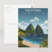 The Pitons Saint Lucia Vintage Travel Briefkaart (Voorkant / Achterkant)