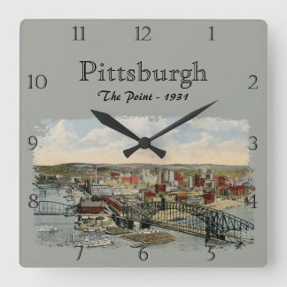 The Pittsburgh Point 1931 Custom Square Wall Clock Vierkante Klok