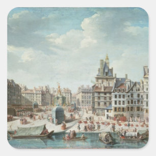 The Place de Greve, Parijs Vierkante Sticker